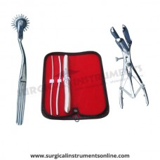Hegar uterine dilator 3 pieces set,3-4, 5-6, 17-18, wartenberg pinwheel, mathieu speculum